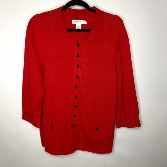Judith Hart Woman Red Button Front Cardigan Sz 1X - Picture 1 of 5